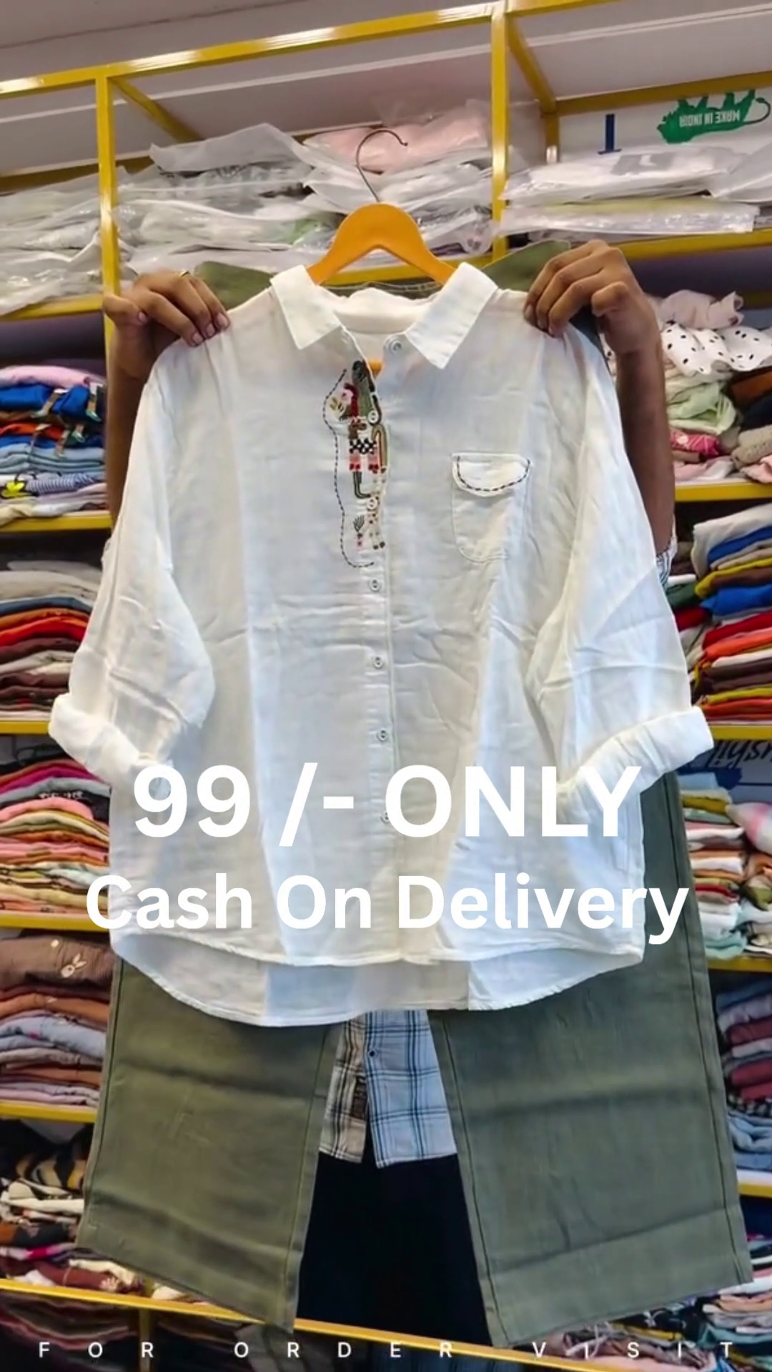 ✦ Relaxed White Button-Down Shirt With Embroidered Detail, Front Pocket & Effortless Everyday Casual Styling