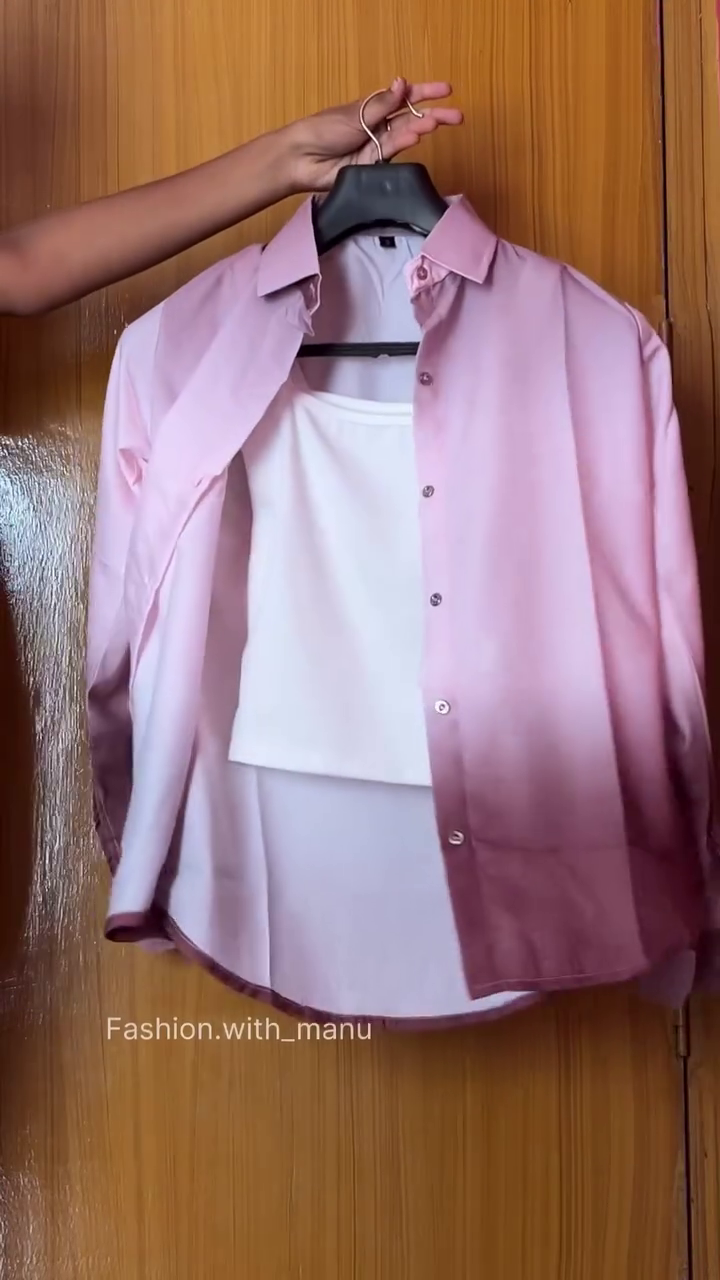✨ Elegant Pastel Pink Button-Down Overshirt With Classic White Inner Top for a Fresh Minimal Everyday Look